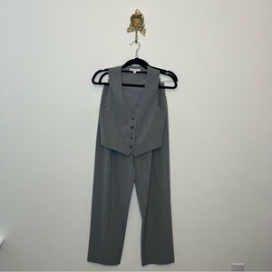 Wayf Gray Pinstripe Pants and Vest